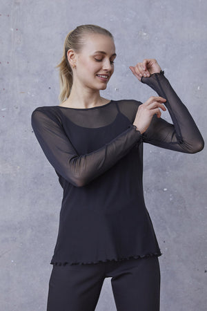 I SAY Fifi Mesh l/s O-Neck Tops 900 Black