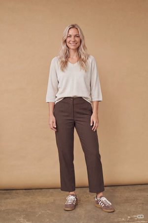 I SAY Firenze Highwaist Pant Pants 356 Dark brown
