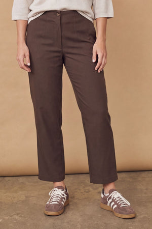 I SAY Firenze Highwaist Pant Pants 356 Dark brown