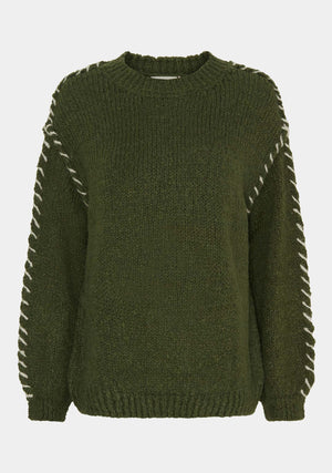 I SAY Franca Knit Pullover Knitwear 918 Army
