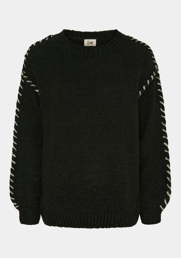 I SAY Franca Knit Pullover Knitwear M41 Black w/Cream