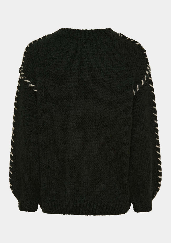 I SAY Franca Knit Pullover Knitwear M41 Black w/Cream