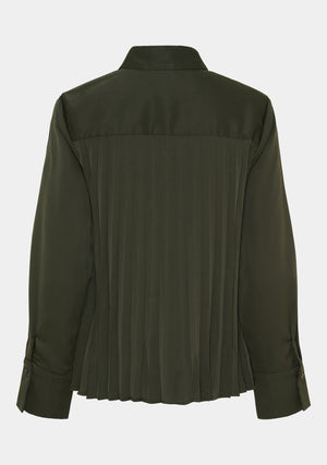 I SAY Frida Pleat Shirt Shirts 918 Army