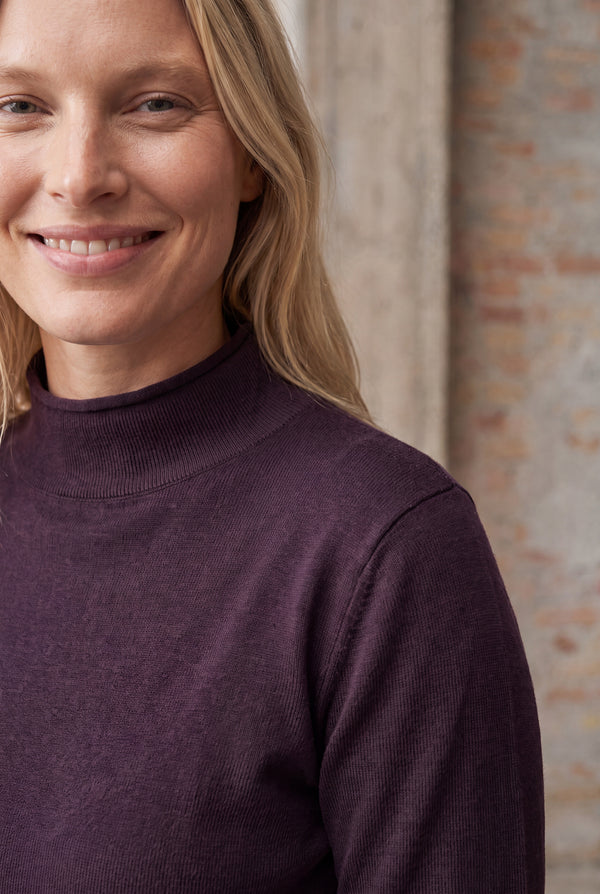 I SAY Frigga A-Shape Pullover Knitwear 419 Aubergine