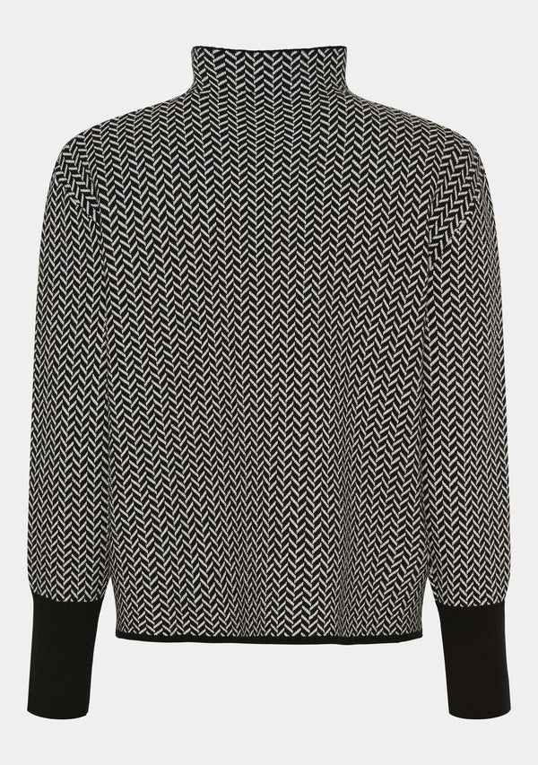 I SAY Frigga Multi Knit Knitwear M32 Black w/Broken White