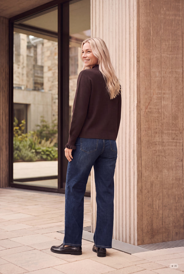 I SAY Frigga New Pullover Knitwear 357 Dark Brown Melange