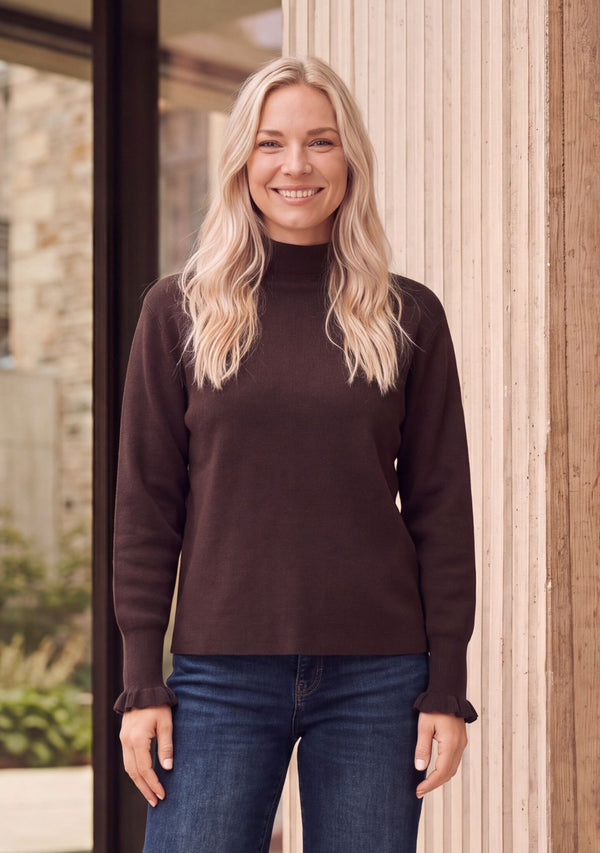 I SAY Frigga New Pullover Knitwear 357 Dark Brown Melange