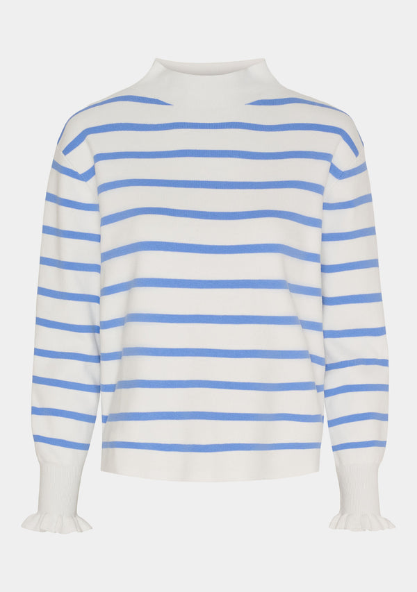 I SAY Frigga Stripe Pullover Knitwear M51 Broken White w/Skyblue