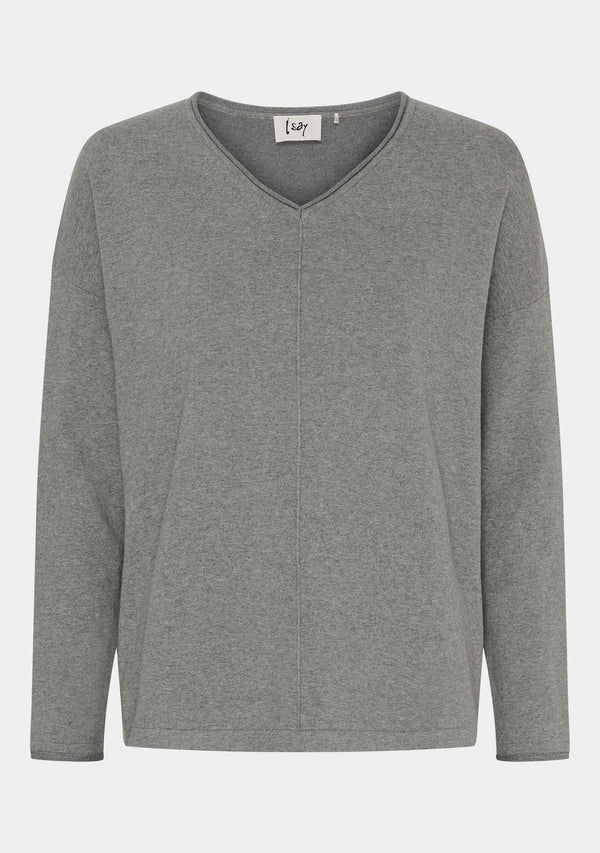 I SAY Frigga V-Neck Knitwear 947 Grey Melange