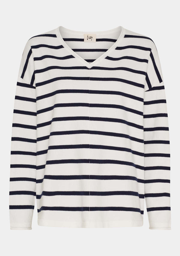 I SAY Frigga V-Neck Knitwear A47 Nautic Stripe