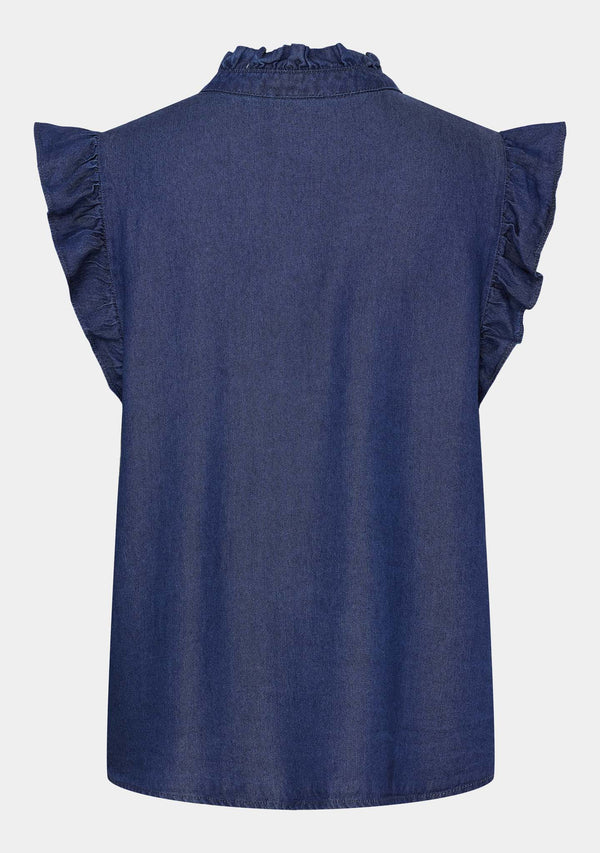 I SAY Ganja Flounce Top Tops 687 Dark Denim Wash