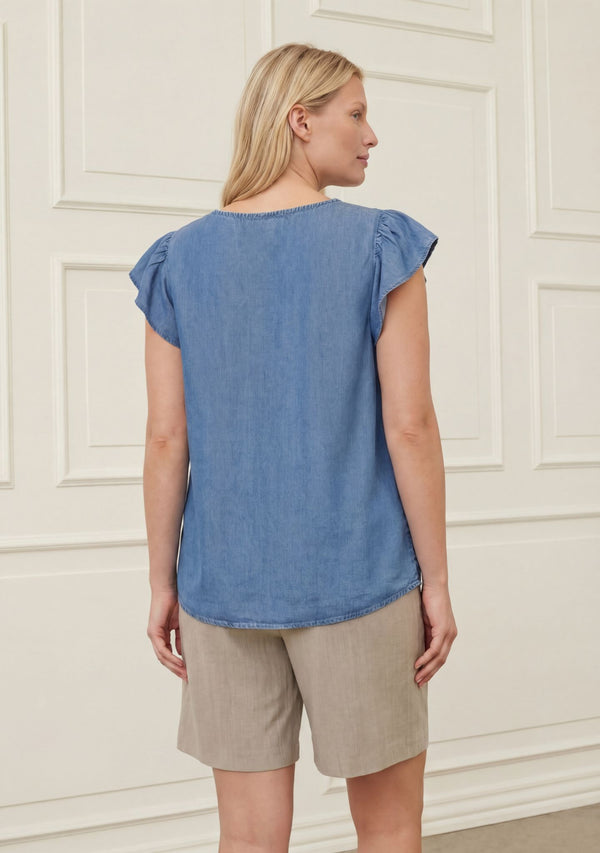 I SAY Ganja Smock Top Tops 616 Denim Blue