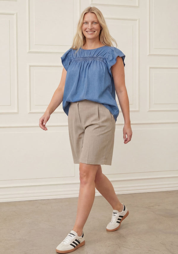 I SAY Ganja Smock Top Tops 616 Denim Blue