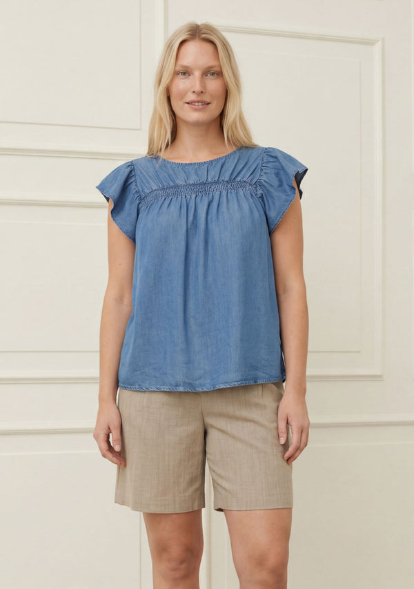 I SAY Ganja Smock Top Tops 616 Denim Blue