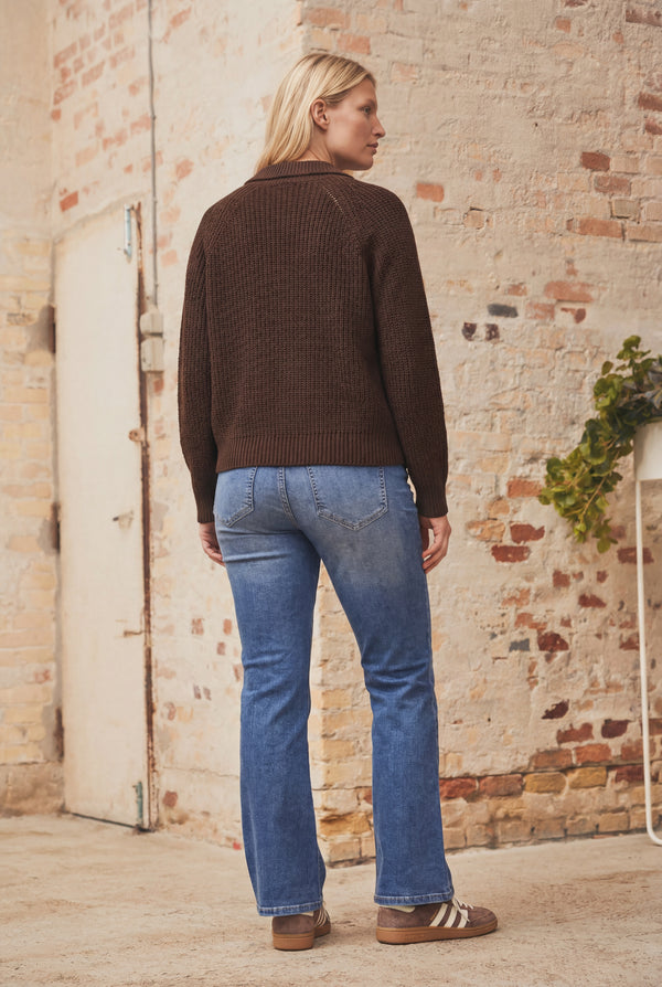I SAY Gunda Colar Cardigan Knitwear 356 Dark brown