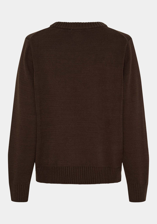 I SAY Gwen Basic Pullover Knitwear 356 Dark brown