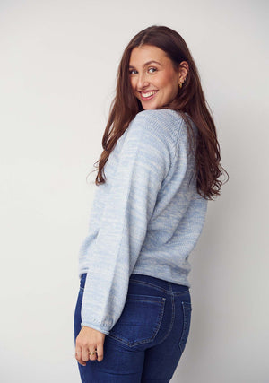 I SAY Gwen Knit Pullover Knitwear 625 Light Blue Melange