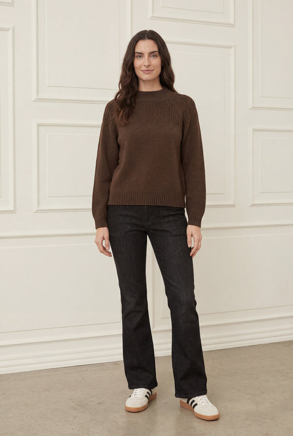 I SAY Gwen Pattern Pullover Knitwear 890 Khaki Melange