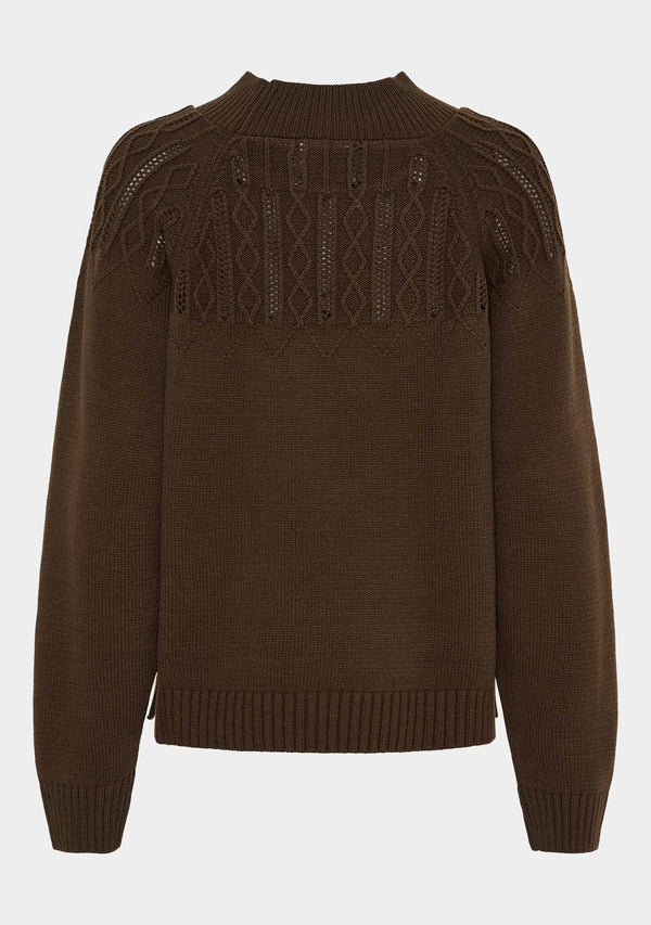 I SAY Gwen Pattern Pullover Knitwear 890 Khaki Melange