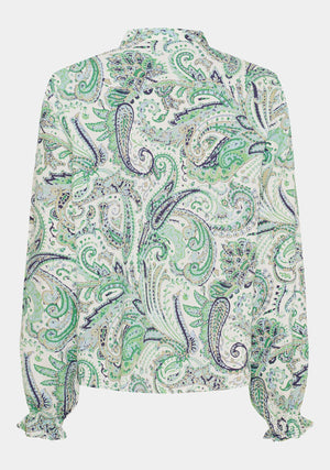 I SAY Gyta Ruffle Shirt Shirts I31 Green Paisley