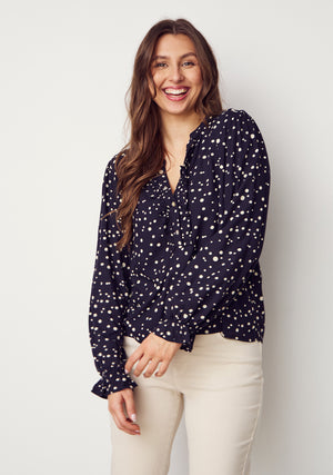 I SAY Gyta V-Neck Blouse Blouses M67 Black w/Sand Drops