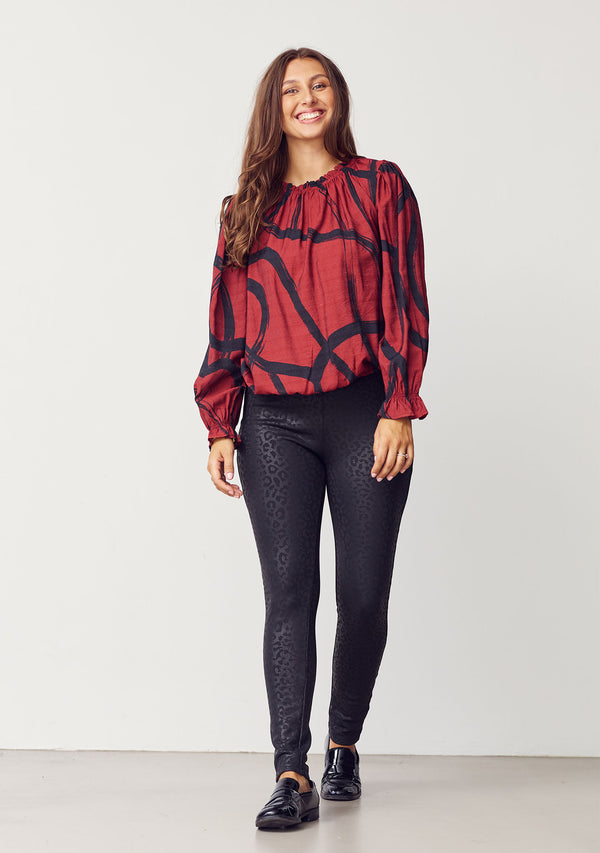 I SAY Helena PU Legging Pants M93 Black Leo