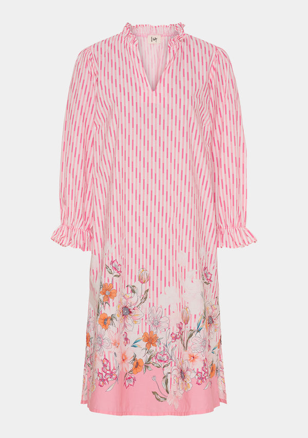 I SAY Helia New Dress Dresses N32 Pink Tone Borderprint