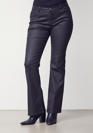 I SAY Isay Flare Coated Pant Pants 900 Black