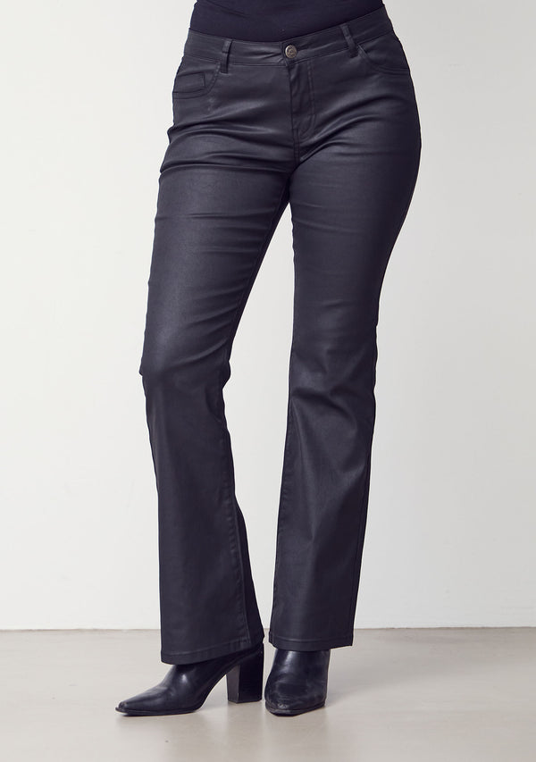 I SAY Isay Flare Coated Pant Pants 900 Black