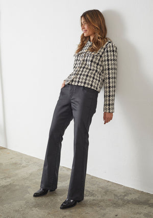 I SAY Isay Flare Coated Pant Pants 900 Black