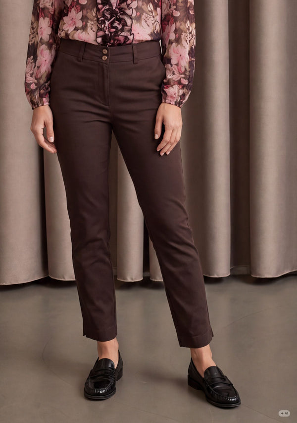 I SAY Isay Highwaist Chino Pants 356 Dark brown