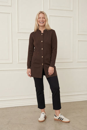 I SAY Jena Button Cardigan Knitwear 356 Dark brown