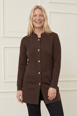 I SAY Jena Button Cardigan Knitwear 356 Dark brown