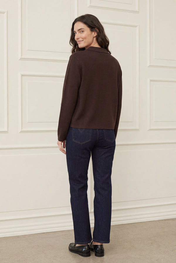 I SAY Jena Colar Cardigan Knitwear 356 Dark brown