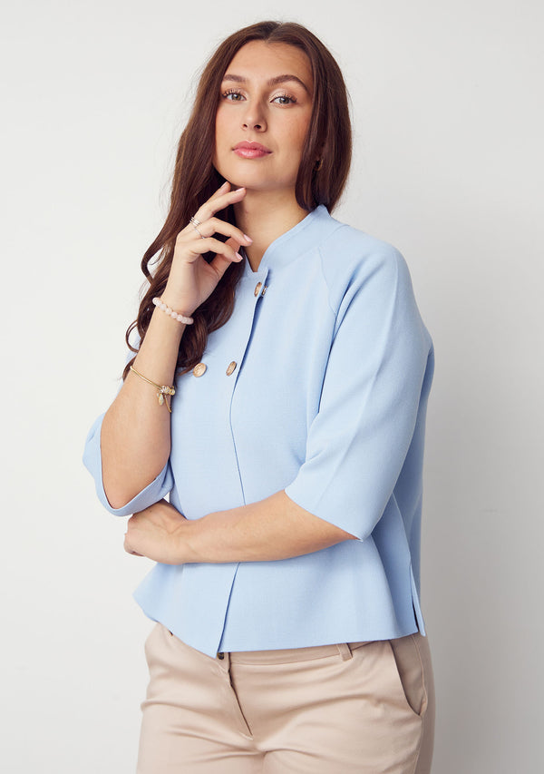 I SAY Jena Poncho Blouse Knitwear 619 Light Blue