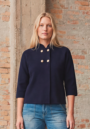 I SAY Jena Poncho Blouse Knitwear 640 Navy
