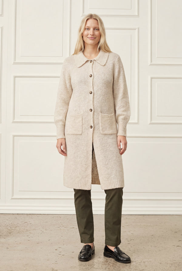 I SAY Joa Long Cardigan Knitwear 101 Broken White