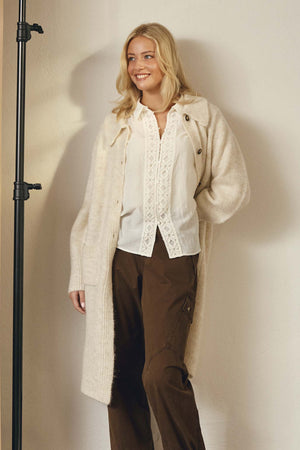 I SAY Joa Long Cardigan Knitwear 101 Broken White