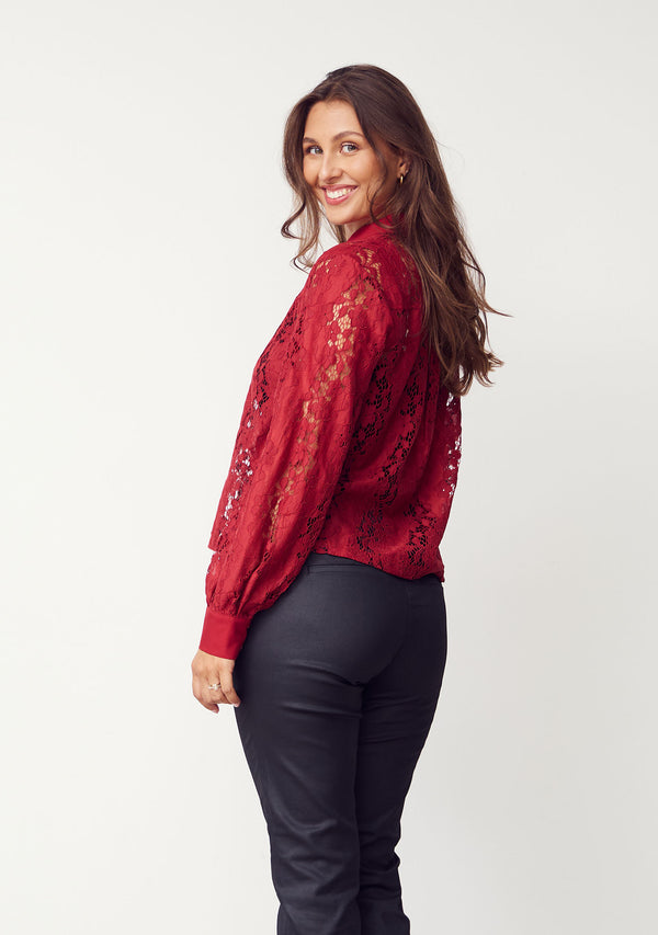 I SAY Kimie Lace Shirt Shirts 440 Warm Red