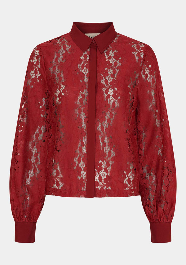I SAY Kimie Lace Shirt Shirts 440 Warm Red