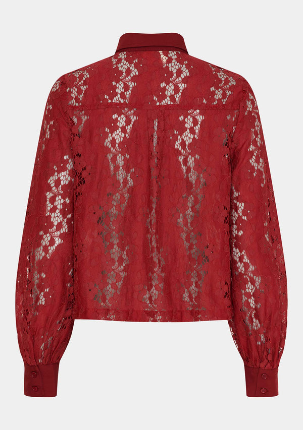 I SAY Kimie Lace Shirt Shirts 440 Warm Red