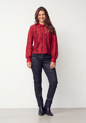 I SAY Kimie Lace Shirt Shirts 440 Warm Red