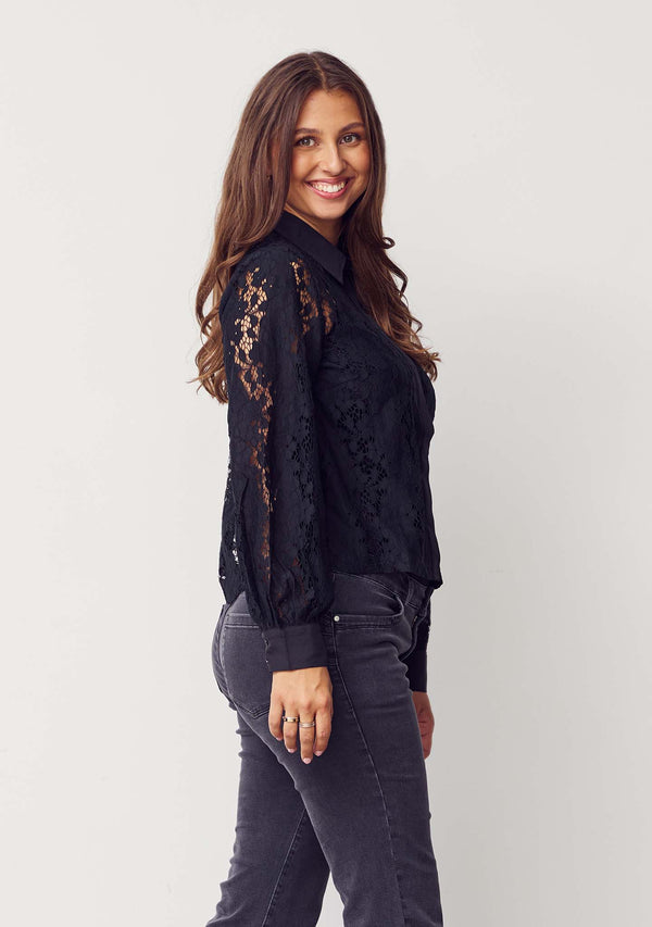 I SAY Kimie Lace Shirt Shirts 900 Black