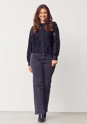 I SAY Kimie Lace Shirt Shirts 900 Black