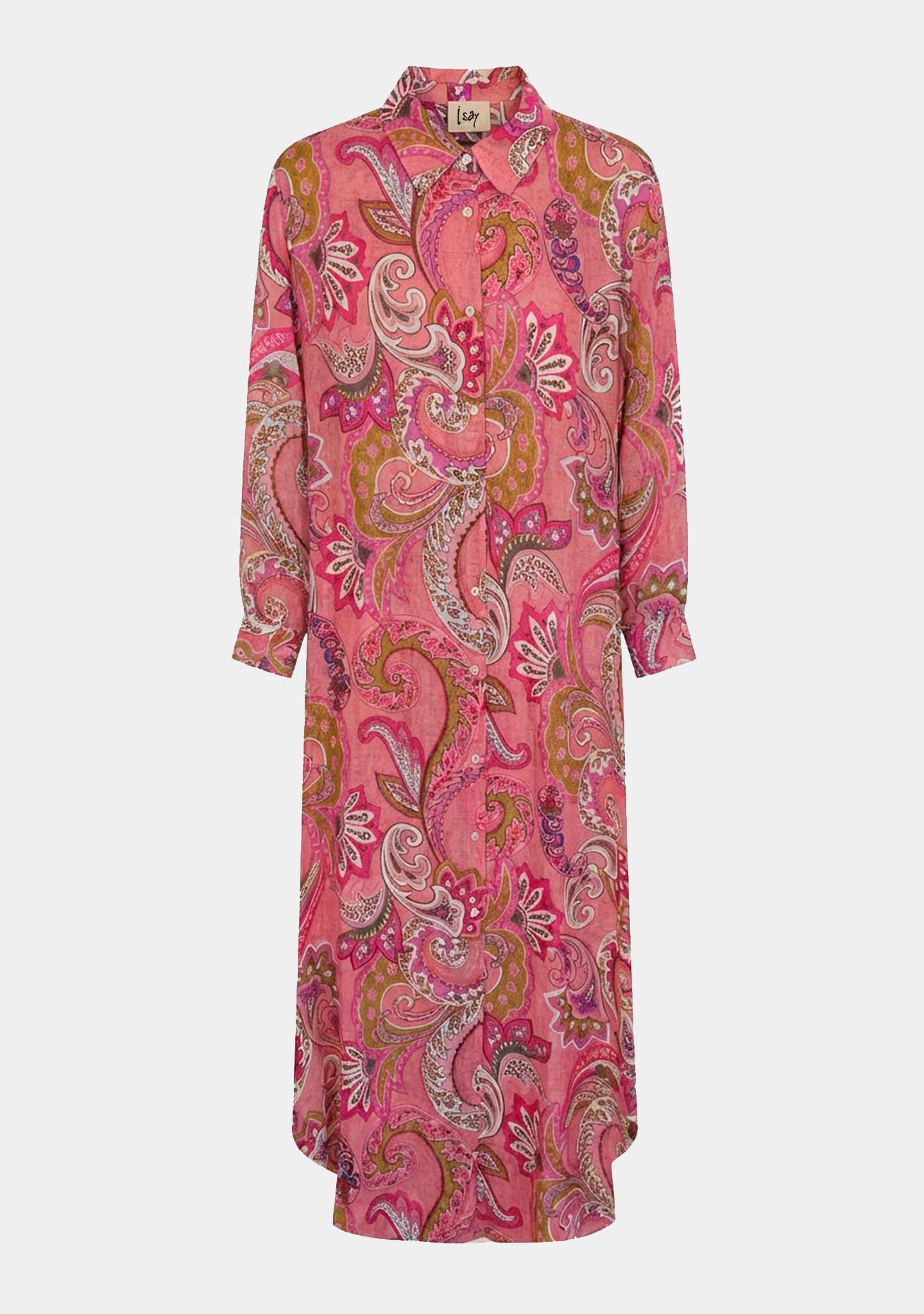 pink paisley shirt dress AVERY PAISLEY SHIRT DRESS
