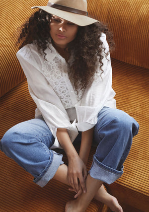 I SAY Lotus Shirt Shirts 101 Broken White