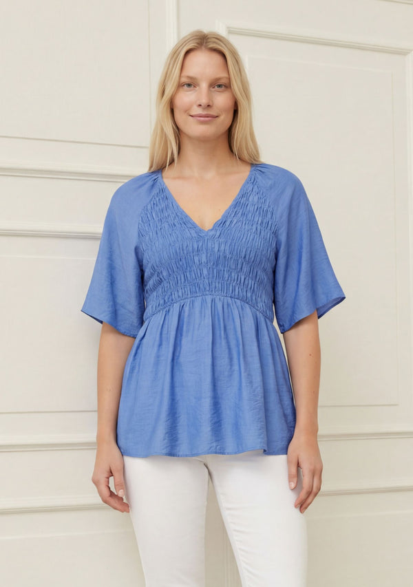 I SAY Margo Smock Blouse Blouses 645 Skyblue