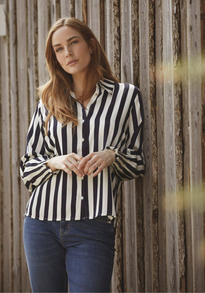 I SAY Melba Printed Blouse Blouses A47 Nautic Stripe