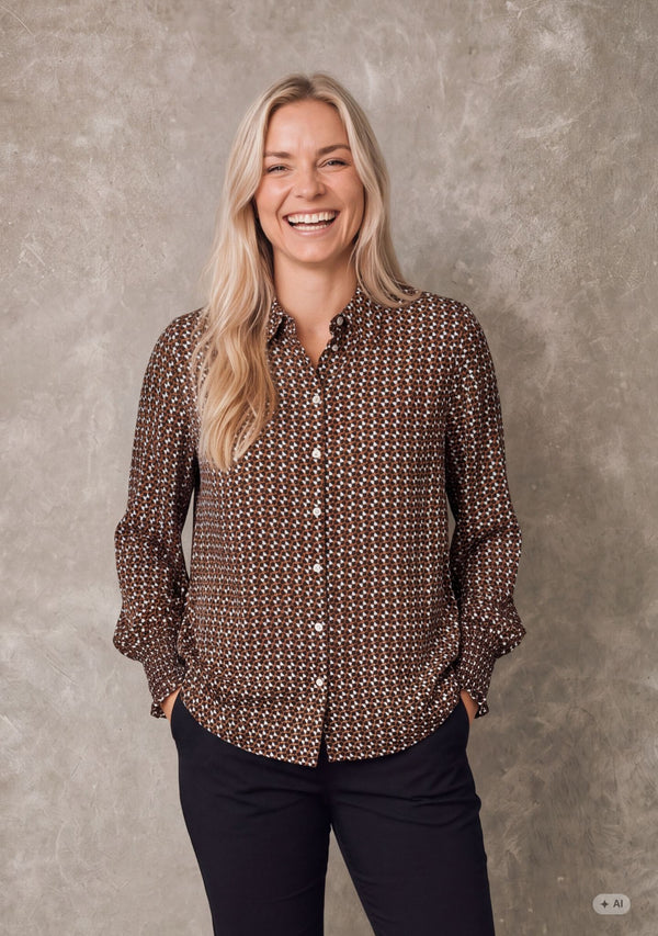 I SAY Melba Printed Blouse Blouses A93 Geometric