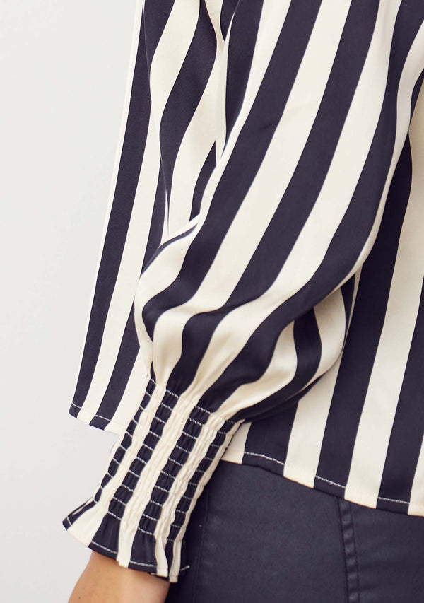 I SAY Melba Printed Blouse Blouses M27 Black/Cream Stripe